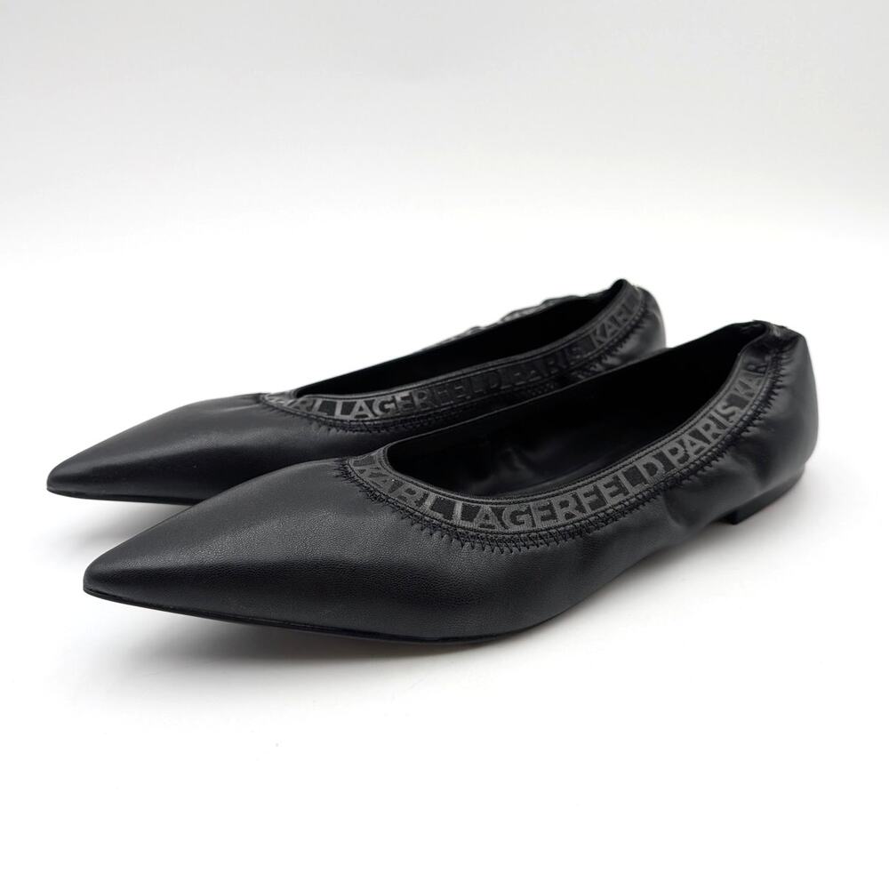 Karl Lagerfeld Paris Vinette Pointed Toe Ballet Flats Women's Black Sz US9M EU40